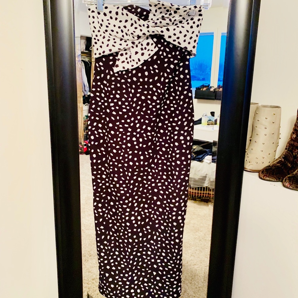 Topshop bow front strapless midi dress - size us2